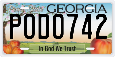 GA license plate POD0742