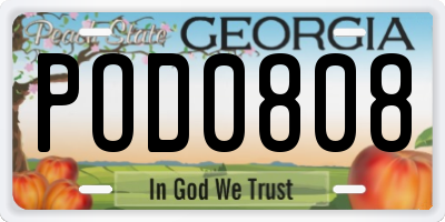 GA license plate POD0808