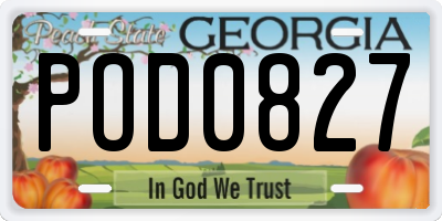 GA license plate POD0827