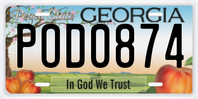 GA license plate POD0874