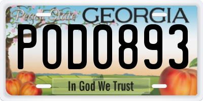 GA license plate POD0893