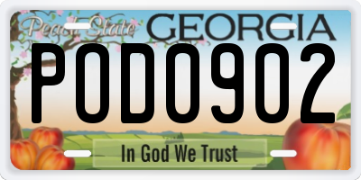 GA license plate POD0902