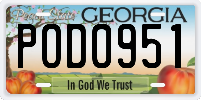 GA license plate POD0951