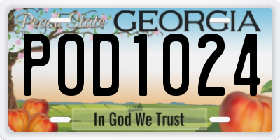 GA license plate POD1024