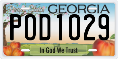 GA license plate POD1029