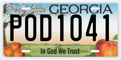 GA license plate POD1041
