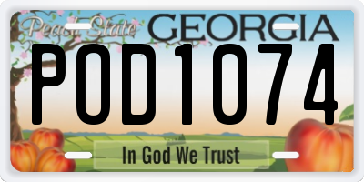 GA license plate POD1074