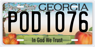 GA license plate POD1076