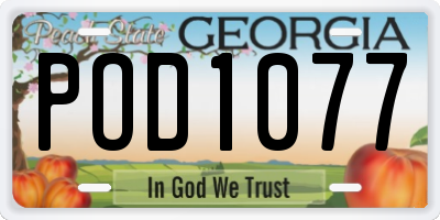 GA license plate POD1077