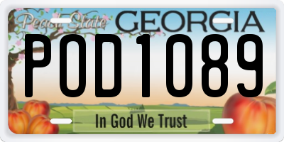 GA license plate POD1089