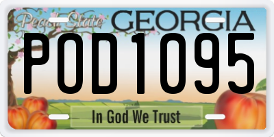 GA license plate POD1095