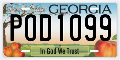GA license plate POD1099