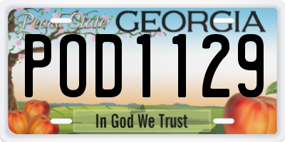 GA license plate POD1129