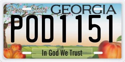 GA license plate POD1151
