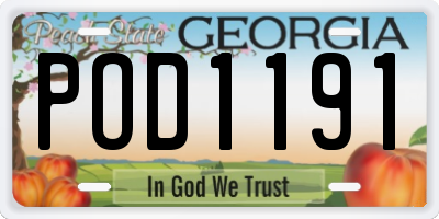 GA license plate POD1191