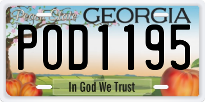 GA license plate POD1195