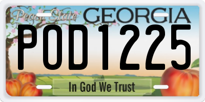 GA license plate POD1225