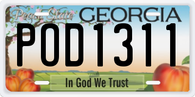 GA license plate POD1311