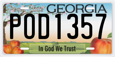 GA license plate POD1357