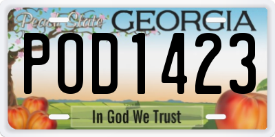 GA license plate POD1423
