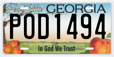 GA license plate POD1494