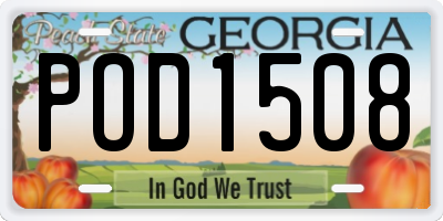 GA license plate POD1508