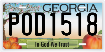 GA license plate POD1518