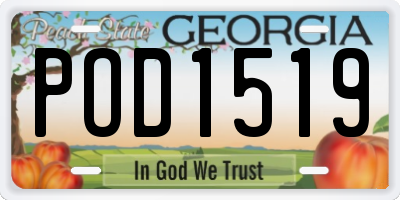 GA license plate POD1519