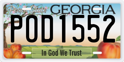 GA license plate POD1552