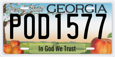 GA license plate POD1577