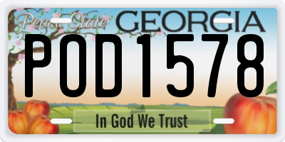 GA license plate POD1578