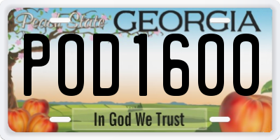 GA license plate POD1600