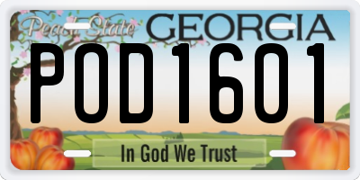 GA license plate POD1601