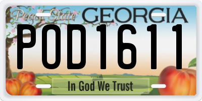 GA license plate POD1611