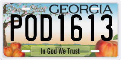 GA license plate POD1613