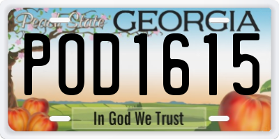 GA license plate POD1615