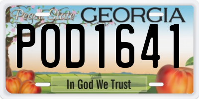 GA license plate POD1641