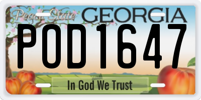 GA license plate POD1647