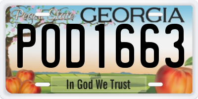 GA license plate POD1663