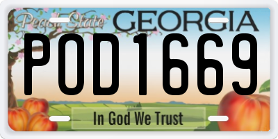GA license plate POD1669