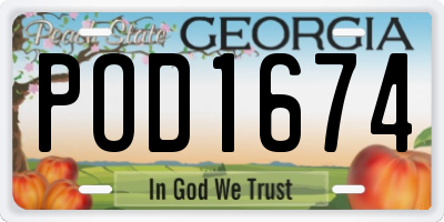 GA license plate POD1674