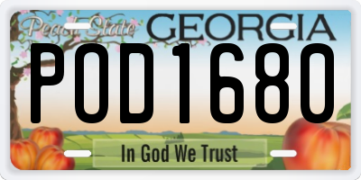 GA license plate POD1680