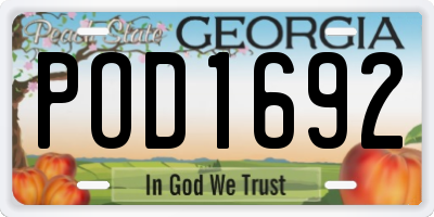 GA license plate POD1692