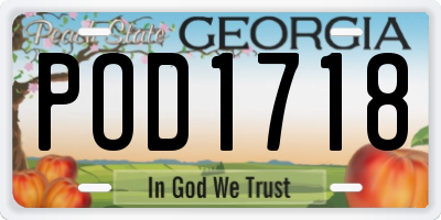 GA license plate POD1718