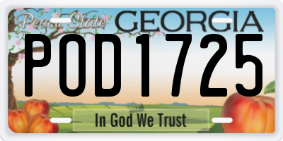 GA license plate POD1725