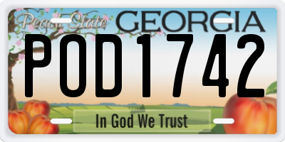 GA license plate POD1742