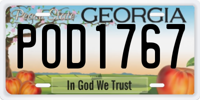 GA license plate POD1767