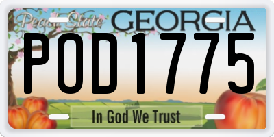 GA license plate POD1775