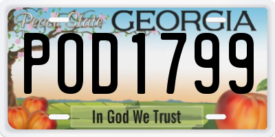GA license plate POD1799