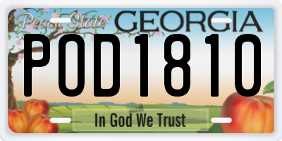 GA license plate POD1810